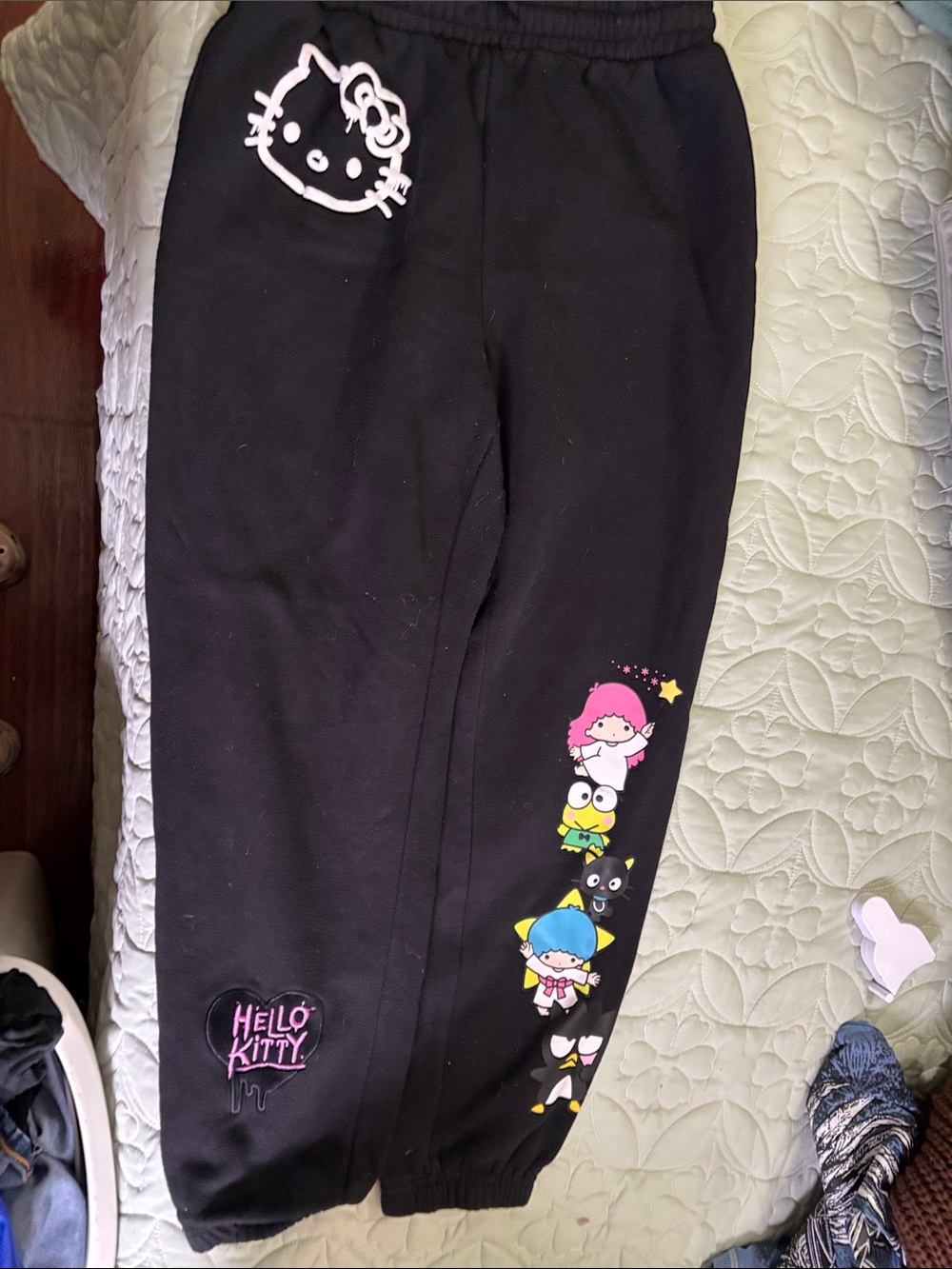 Hello Kitty Black Kids Joggers with Colorful Character Prints